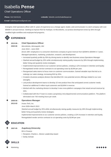 Chief Operating Officer (COO) Resume Examples & Template