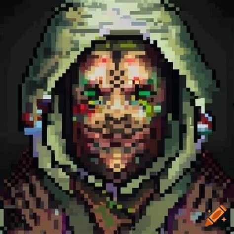 Pixel Art Portrait Of A Nurgle Cultist