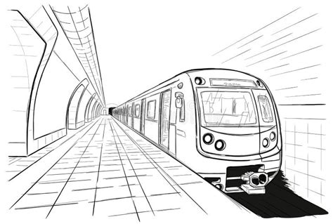 Hand Drawn Sketch Subway Station Stock Vector - Illustration of drawn ...