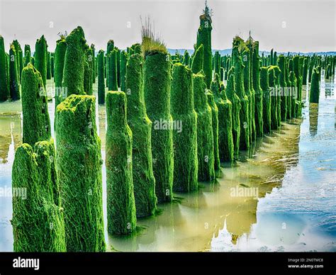 Pilings From An Old Pier Near Dismal Nitch On The Columbia River Are