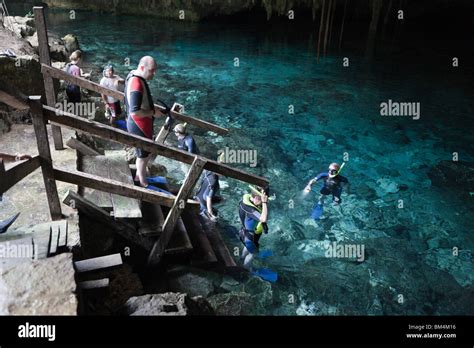 Tourists at Dos Ojos Cenote, Playa del Carmen, Yucatan Peninsula, Mexico Stock Photo - Alamy