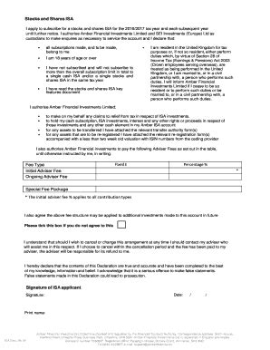 Fillable Online Stocks And Shares Isa Amberwrap Zendesk Fax Email