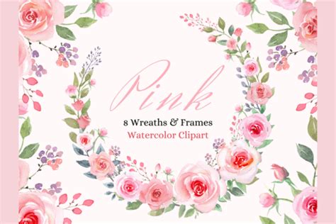 Watercolor Peach Pink Rose Clipart Set Graphic By Nanidream Studio