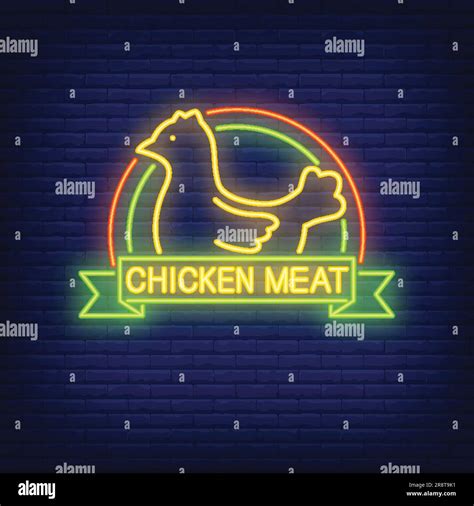 Chicken Meat Neon Sign Stock Vector Image Art Alamy