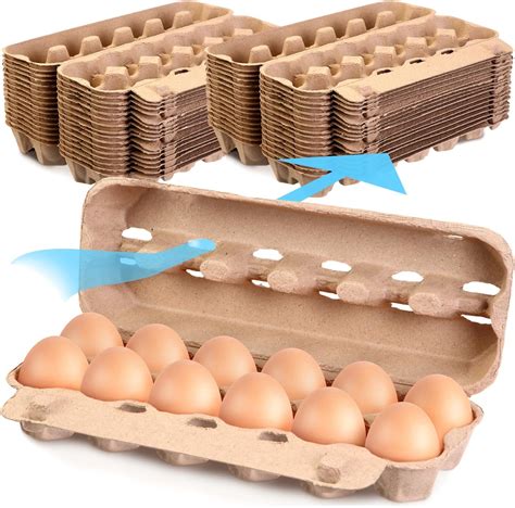 Zhanmai 50 Pcs Air Vented Egg Cartons Bulk Holds Up To 12 Eggs Strong Sturdy Natural