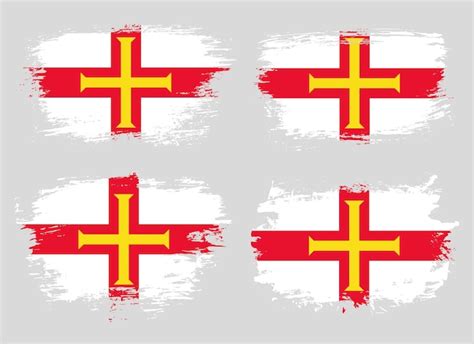 Conjunto de bandeira de Guernsey em fundo sólido Vetor Premium