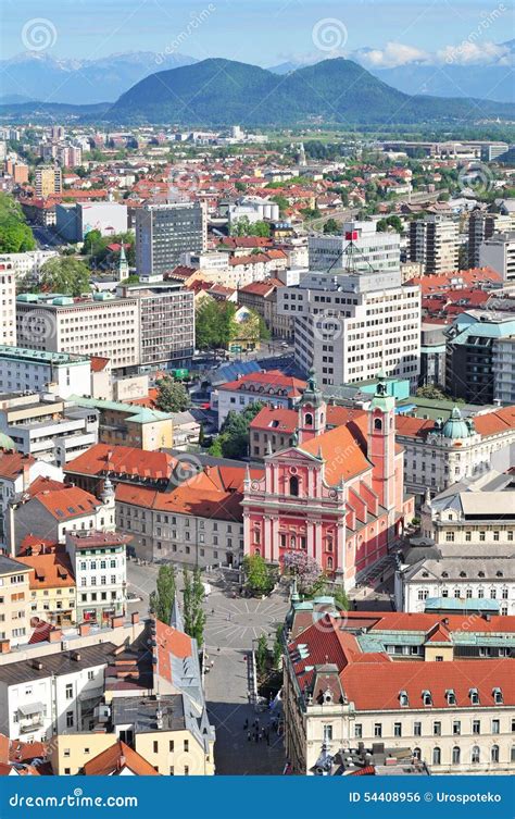 Vogelperspektive Von Slowenisch Hauptstadt Ljubljana Stockfoto Bild