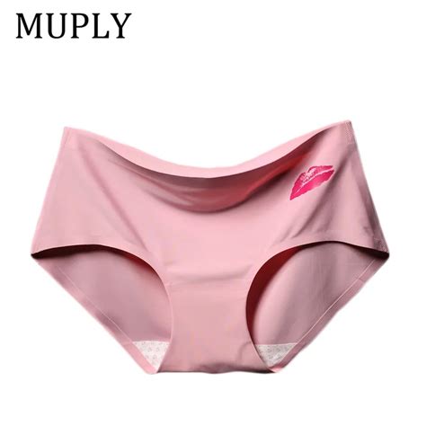 Muply Womens Sexy Lace Ice Silk Panties Seamless Panty Briefs Underwear Intimates Panties