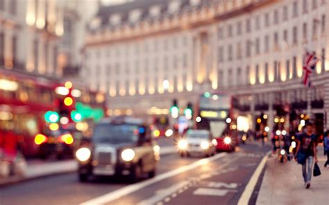 Wallpaper London City Street Cityscape Night Road Blurred