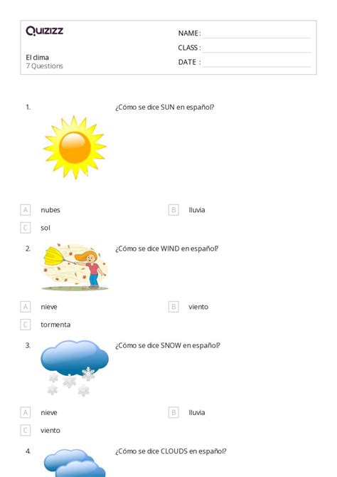 50 Clima And Estaciones Hojas De Trabajo Para Grado 1 En Quizizz Gratis E Imprimible