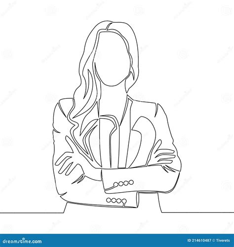 Continuous Line Drawing Art Business Woman Concept Stock Vector