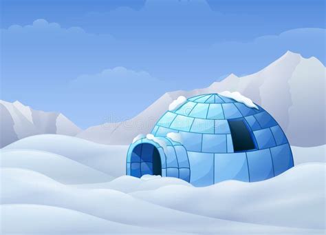 Cartoon Igloo in Polar Winter Landscape Stock Vector - Illustration of ...