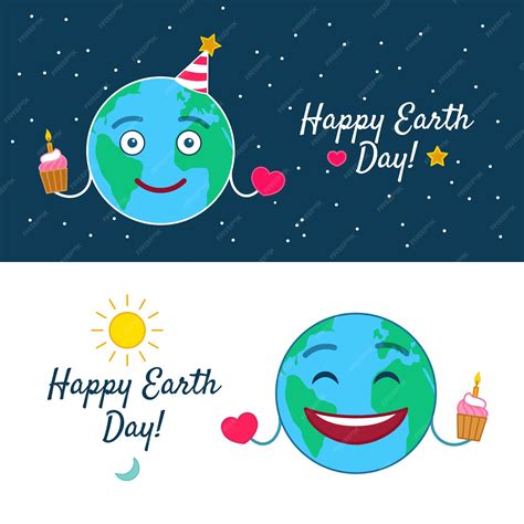 Premium Vector Happy Earth Day Greeting Cards Set