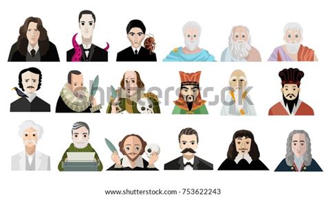 Greatest Writers Philosophers Thinkers Stock Vector Royalty Free