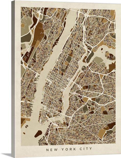 New York City Street Map Wall Art Canvas Prints Framed Prints Wall Peels Great Big Canvas