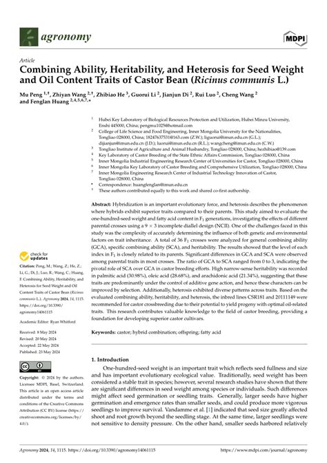 Pdf Combining Ability Heritability And Heterosis For Seed Weight