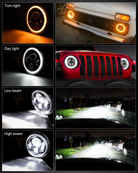 NEW 7 Inch Round LED Headlights Halo Angle Eyes For Jeep Wrangler JK