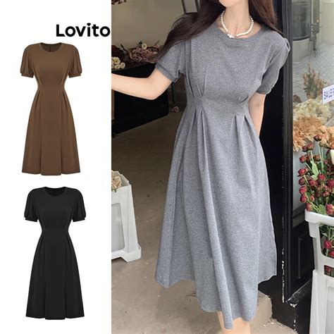 Lovito Casual Plain Pleated Dress For Women LNE27262 Multi Color