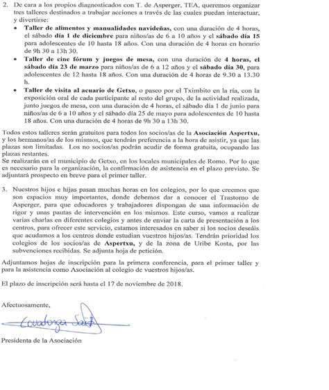 Carta Dirigida A Los Socios Curso 20182019