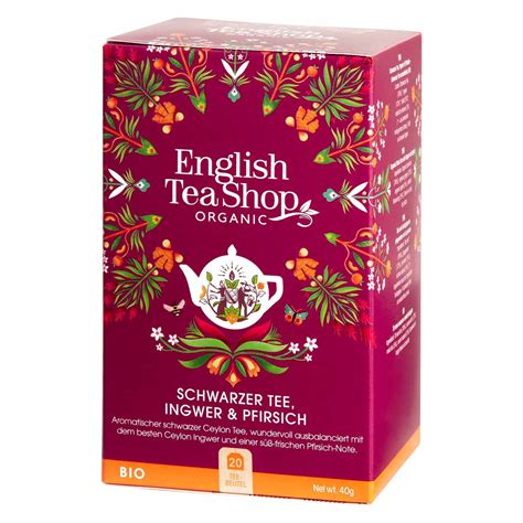 English Tea Shop Schwarzer Tee Ingwer Pfirsich Bio Teebeute