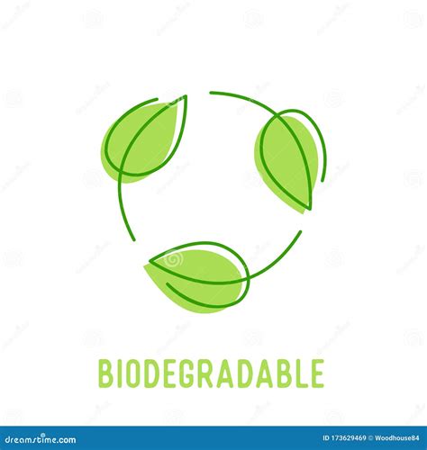 Biodegradable Symbol With Circulate Rotating Green Leaves Compostable