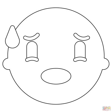 Cold Sweat Face Emoji Coloring Page Free Printable Coloring Pages