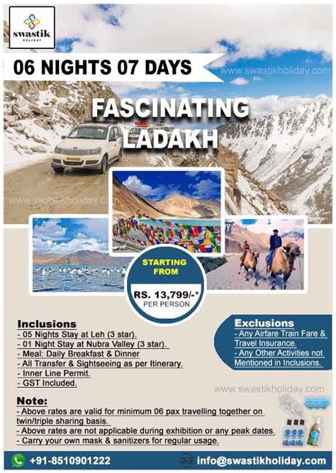 Ladakh Tour Package Night Days Inclusions Nights Stay At