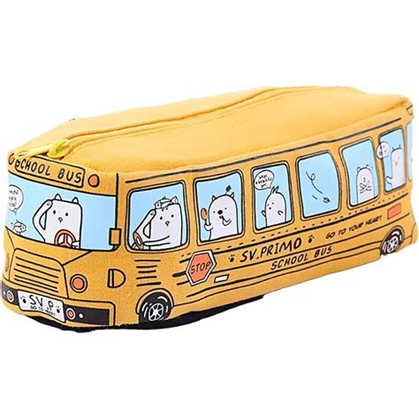 Trousse À Crayons En Forme De Bus Scolaire Kawaii Motif Dessin Animé