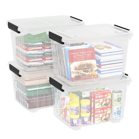 Bblina 4 Pack 50 Quarts Lidded Storage Boxes Large Clear Plastic Bins