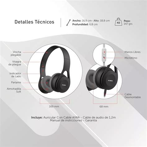 Auriculares Vincha Plegable Manos Libres Aiwa Ava N Negro Mandy Hogar