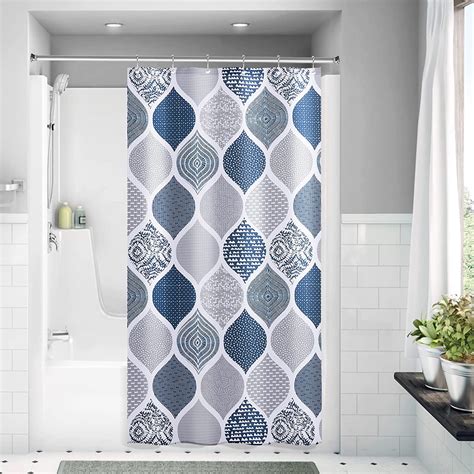 Blue Bathroom Shower Curtain 72 Inches Long Modern Boho Navy Blue And Grey Shower Curtain With