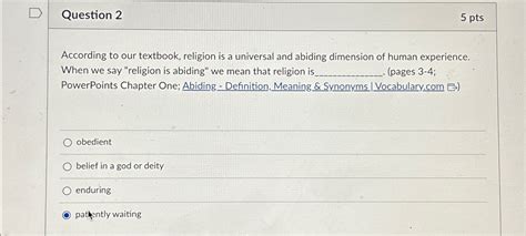 Solved Question 25 PtsAccording To Our Textbook Religion Chegg