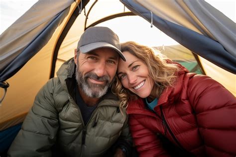 Premium Photo Adult Couple Inside A Camping Tent