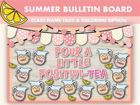 Positivity Bulletin Board Kit Summer Bulletin Boards Etsy