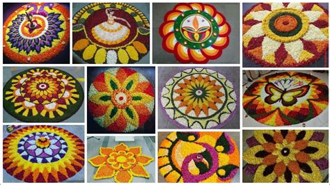 Latest Onam Pookalam Flowerdecoration Rangoli Designs With Theme