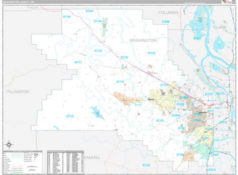 Washington County, OR Wall Map Premium Style by MarketMAPS - MapSales