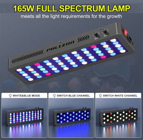 Phlizon 165W LED Aquarium Lights Full Spectrum Marine Fish Tank Coral