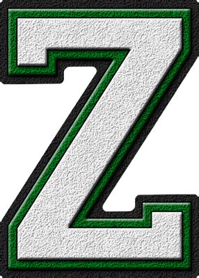 Presentation Alphabets White Green Varsity Letter Z