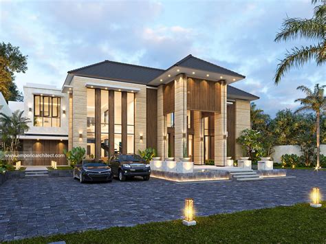 Desain Tampak Depan Rumah Modern Lantai Bapak Ngadiono Ii Di Serang