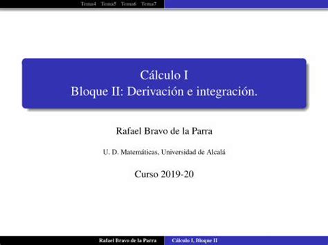(PDF) Cálculo I Bloque II: Derivación e integración.€¦ · Derivación ...