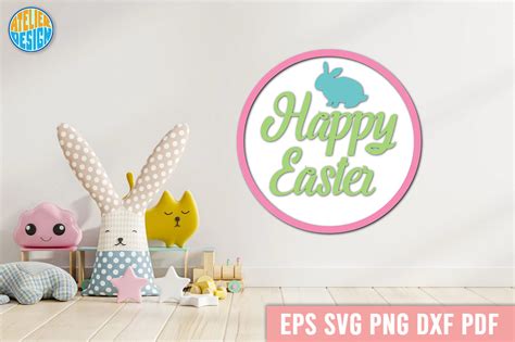 Happy Easter Round Sign Svg Graphic By Atelier Design Creative Fabrica