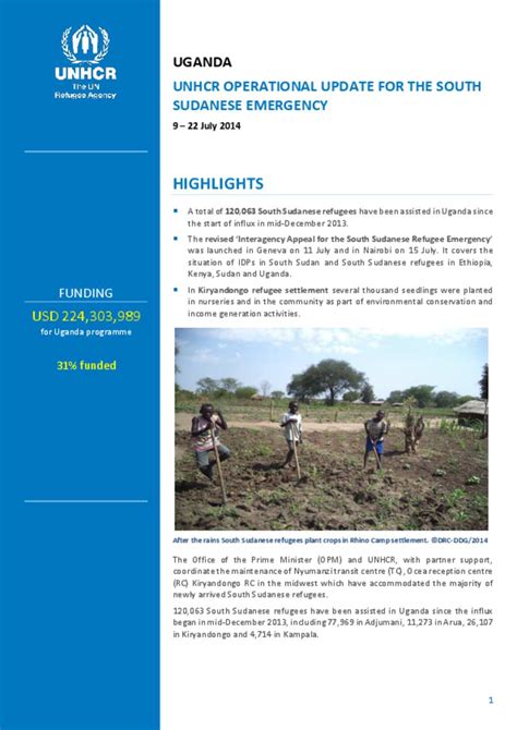 Document Unhcr Operational Update For The South Sudanese Emergency