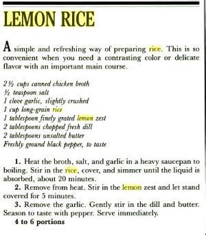 Silver Palate Lemon Rice | Silver palate, Silver palate cookbook, Lemon ...