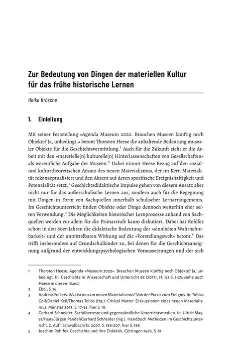 PDF Zur Bedeutung von Dingen der materiellen Kultur für das frühe