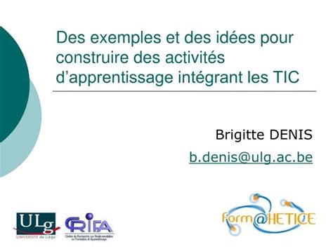 Ppt Des Exemples Et Des Id Es Pour Construire Des Activit S D