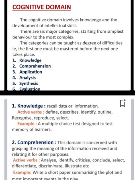 Cognitive Domain | PDF