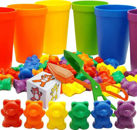 Amazon [skoolzy]skoolzy 60 Rainbow Counting Bears With 6 Color