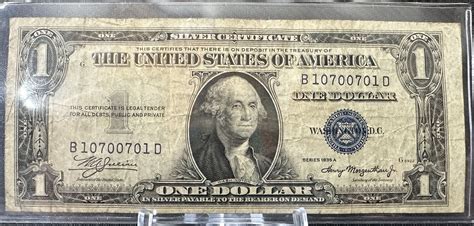 A Series One Dollar Silver Certificate With A Palindrome Serial