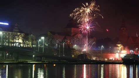 New Year S Eve Fireworks 2023 2024 At Waly Chrobrego Seen From Across