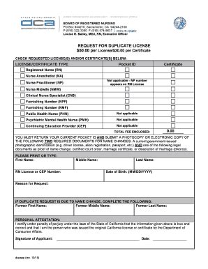 Fillable Online Rn Ca Per Licensecertificate Fax Email Print Pdffiller